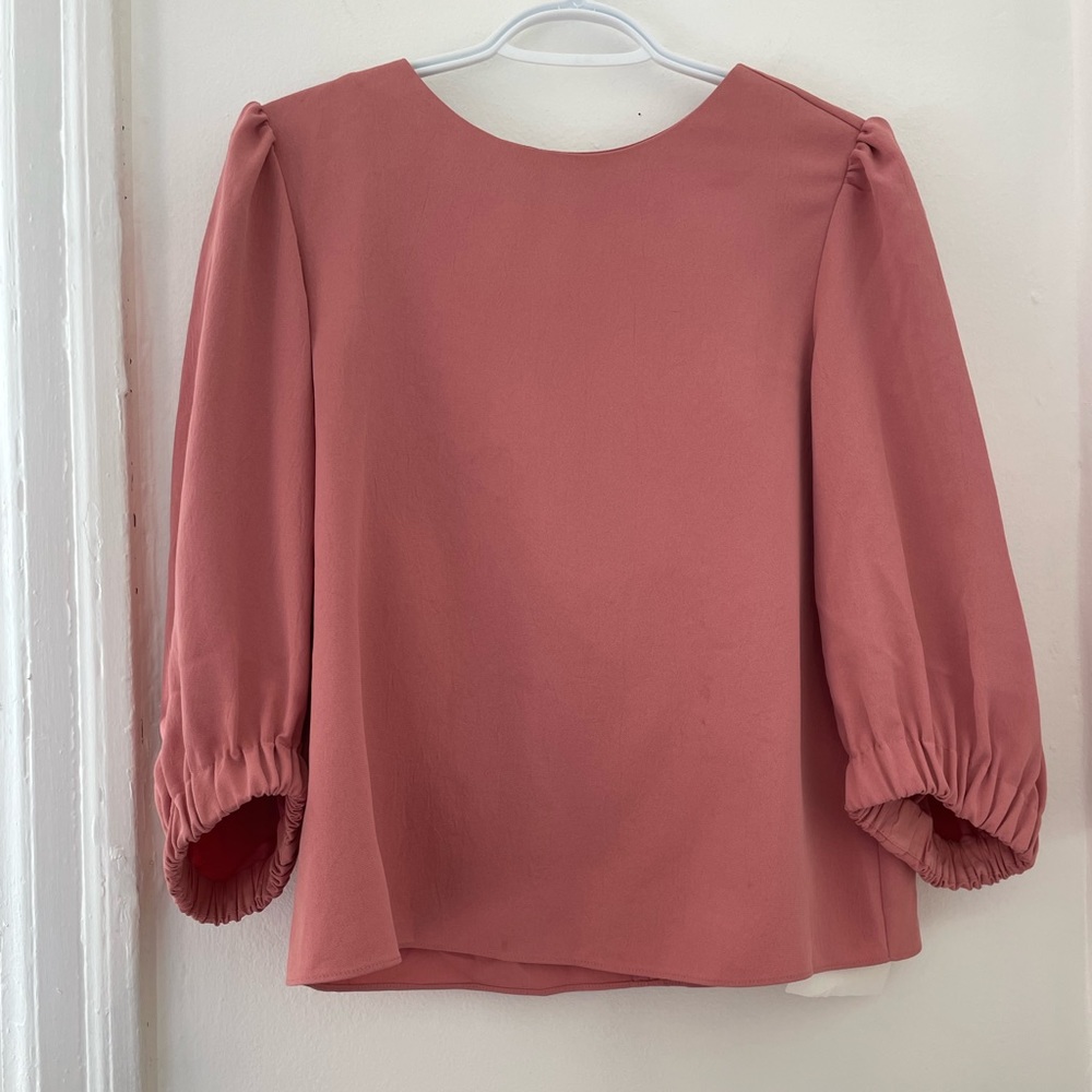 Tibi Puff Sleeve Blouse with Back Straps
